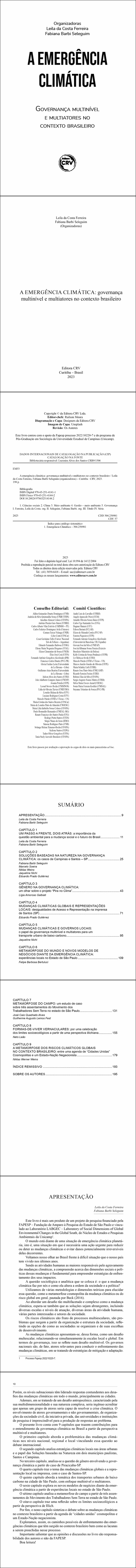 A EMERGÊNCIA CLIMÁTICA <BR> GOVERNANÇA MULTINÍVEL E MULTIATORES NO CONTEXTO BRASILEIRO